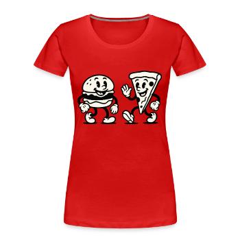 burger pizza comic - Frauen Premium Bio T-Shirt - Rot - Vorne - Mia (176cm)