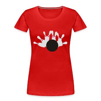 Kegeln - Frauen Premium Bio T-Shirt - Rot - Vorne - Mia (176cm)