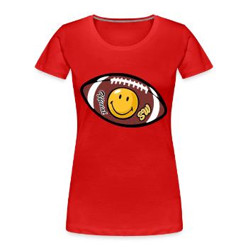 Smiley American Football - Frauen Premium Bio T-Shirt - Rot - Vorne - Mia (176cm)