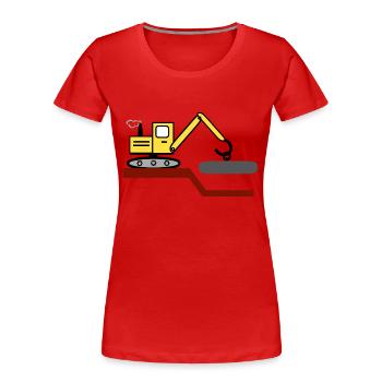 Excavatrice - T-shirt bio Premium Femme - rouge - Devant - Mia (176cm)