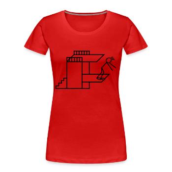 Sprung Sprungbrett Turmspringen Turmspringer - Frauen Premium Bio T-Shirt - Rot - Vorne - Mia (176cm)