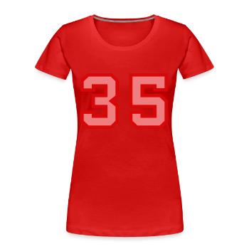Coole Retro Retrostyle Jersey Nummer Rückennummer - Frauen Premium Bio T-Shirt - Rot - Vorne - Mia (176cm)