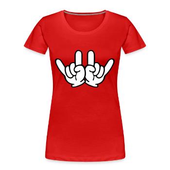 Mains de roche - T-shirt bio Premium Femme - rouge - Devant - Mia (176cm)