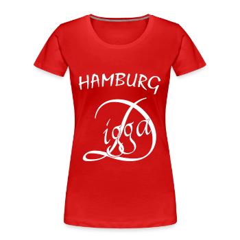 Hamburg Digga, hamburg dicker - Frauen Premium Bio T-Shirt - Rot - Vorne - Mia (176cm)