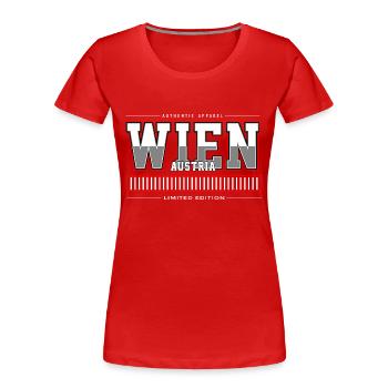 Wien - Frauen Premium Bio T-Shirt - Rot - Vorne - Mia (176cm)