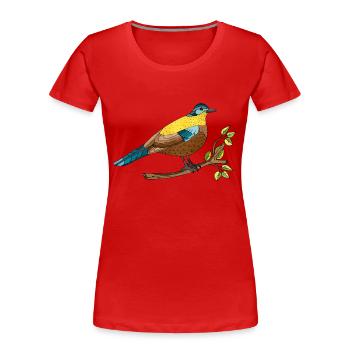 Bunter Vogel - Frauen Premium Bio T-Shirt - Rot - Vorne - Mia (176cm)