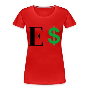 Buchstabe E Dollar - Frauen Premium Bio T-Shirt - Rot - Vorne - Mia (176cm)