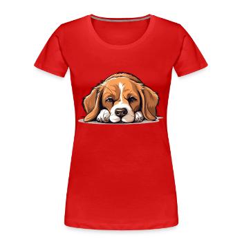 Morgenmuffel auf vier Beinen - Frauen Premium Bio T-Shirt - Rot - Vorne - Mia (176cm)