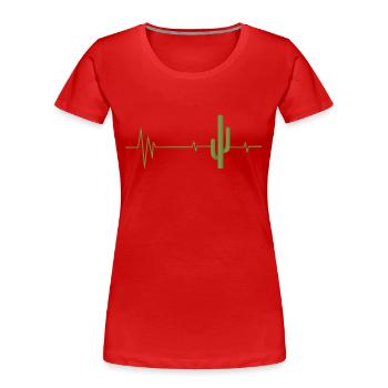 Saguaro Kaktus Kakteen Liebhaber Herzschlag - Frauen Premium Bio T-Shirt - Rot - Vorne - Mia (176cm)