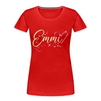 Emmi Name Vorname Kalligrafieherz - Frauen Premium Bio T-Shirt - Rot - Vorne - Mia (176cm)