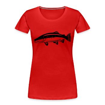 Lachs - Frauen Premium Bio T-Shirt - Rot - Vorne - Mia (176cm)