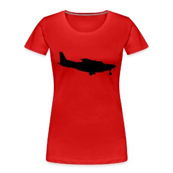 Flugzeug - Frauen Premium Bio T-Shirt - Rot - Vorne - Mia (176cm)