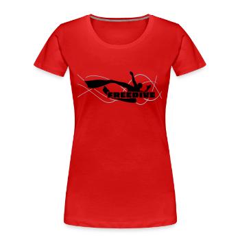 Bi-Fin Freedive Apnoetaucher - Frauen Premium Bio T-Shirt - Rot - Vorne - Mia (176cm)