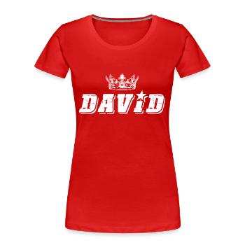 David - Frauen Premium Bio T-Shirt - Rot - Vorne - Mia (176cm)