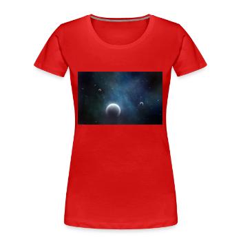 Galaxy - Frauen Premium Bio T-Shirt - Rot - Vorne - Mia (176cm)