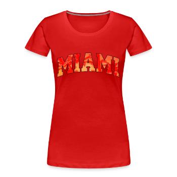 Logo Miami : Design collégial ambiance tropicale - T-shirt bio Premium Femme - rouge - Devant - Mia (176cm)