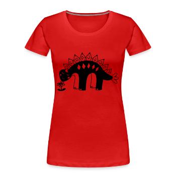 Cute little flower smelling dinosaur - Women's Premium Organic T-Shirt - red - Front - Mia (176cm)