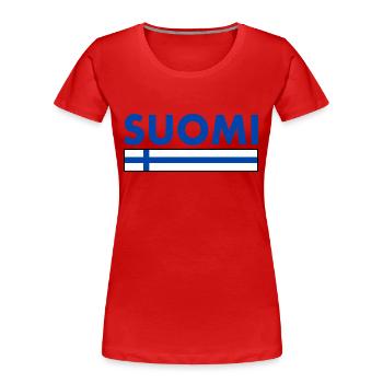 Suomi - Frauen Premium Bio T-Shirt - Rot - Vorne - Mia (176cm)