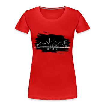 Delhi Skyline - Frauen Premium Bio T-Shirt - Rot - Vorne - Mia (176cm)