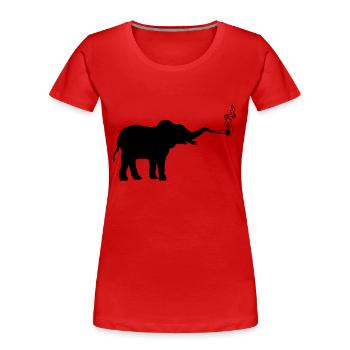 Joint Weed Smoking Elephant - Women's Premium Organic T-Shirt - red - Front - Mia (176cm)