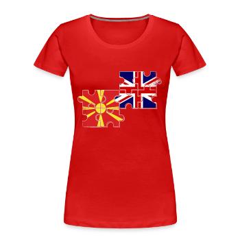 Nordmazedonien Großbritannien Flagge - Frauen Premium Bio T-Shirt - Rot - Vorne - Mia (176cm)