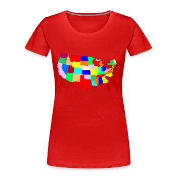 USA Patchwork Karte - Frauen Premium Bio T-Shirt - Rot - Vorne - Mia (176cm)