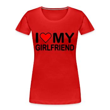 I love my girlfriend - Frauen Premium Bio T-Shirt - Rot - Vorne - Mia (176cm)