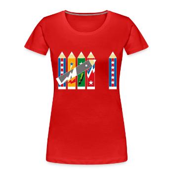 6 Anniversaire Tally 6 ans - T-shirt bio Premium Femme - rouge - Devant - Mia (176cm)
