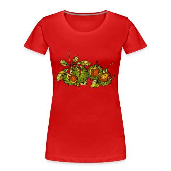 Châtaignes - T-shirt bio Premium Femme - rouge - Devant - Mia (176cm)
