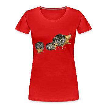 Hedgehog - Women's Premium Organic T-Shirt - red - Front - Mia (176cm)