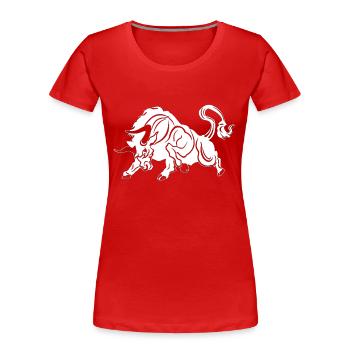 Stier Stierkopf Kopf Logo Steak Beast Gym Horn - Frauen Premium Bio T-Shirt - Rot - Vorne - Mia (176cm)