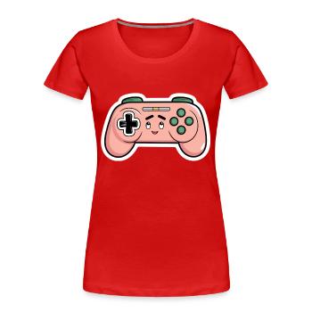 Gamer Gamer Controller Gaming Cute Comic Gift - Women's Premium Organic T-Shirt - red - Front - Mia (176cm)