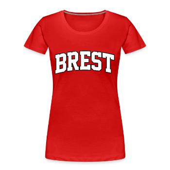 Logo Brest : Design collégial au style maritime - T-shirt bio Premium Femme - rouge - Devant - Mia (176cm)
