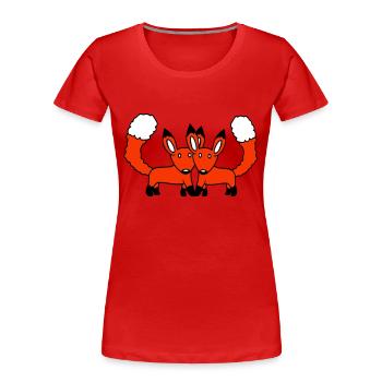 2 Foxes Couple In Love Two Friends Love Team Cute - Women's Premium Organic T-Shirt - red - Front - Mia (176cm)
