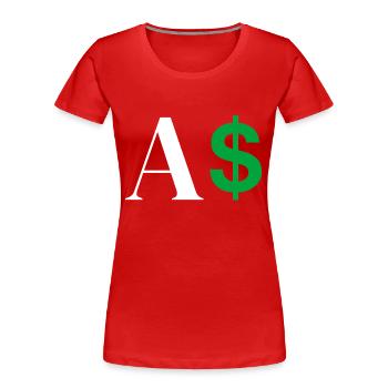 Dollar-Buchstabe - Frauen Premium Bio T-Shirt - Rot - Vorne - Mia (176cm)