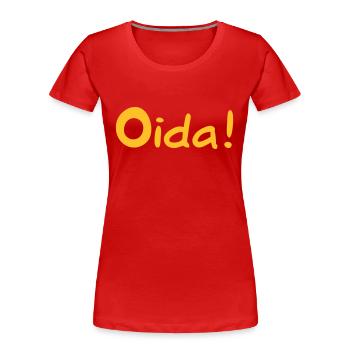 Oida - Österreich - Frauen Premium Bio T-Shirt - Rot - Vorne - Mia (176cm)