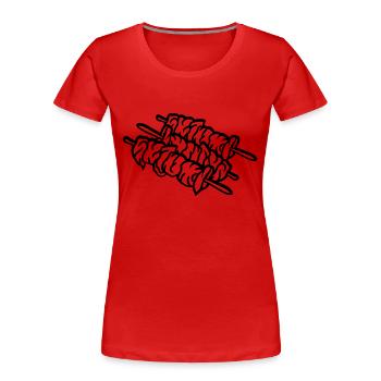 spieße grillspieß fleisch stab stäbchen grillen - Frauen Premium Bio T-Shirt - Rot - Vorne - Mia (176cm)