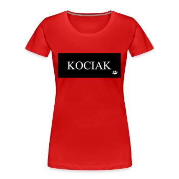 DZ0002 Inscription chaton patte - T-shirt bio Premium Femme - rouge - Devant - Mia (176cm)