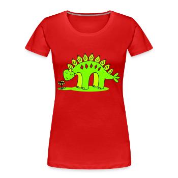 Little Dino smelling a flower - Women's Premium Organic T-Shirt - red - Front - Mia (176cm)