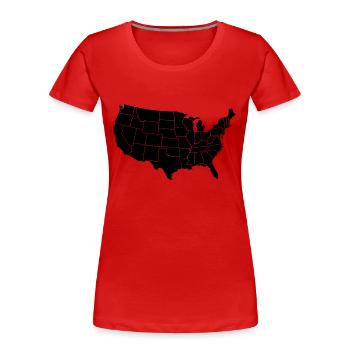 United States Of Amrica Black Patchwork Map - Women's Premium Organic T-Shirt - red - Front - Mia (176cm)