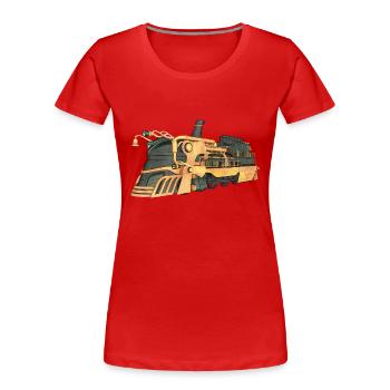Steampunk Dampflokomotive - Frauen Premium Bio T-Shirt - Rot - Vorne - Mia (176cm)