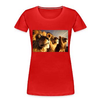 3 Löwen in der Savanne - Wildnis & Natur pur - Frauen Premium Bio T-Shirt - Rot - Vorne - Mia (176cm)