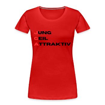 JGA Jung Geil Attraktiv - Frauen Premium Bio T-Shirt - Rot - Vorne - Mia (176cm)