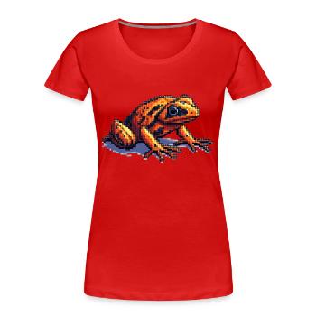 Pfeilgiftfrosch in cooler retro Pixelgrafik - Frauen Premium Bio T-Shirt - Rot - Vorne - Mia (176cm)