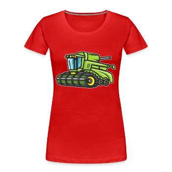 moissonneuse-batteuse verte - T-shirt bio Premium Femme - rouge - Devant - Mia (176cm)