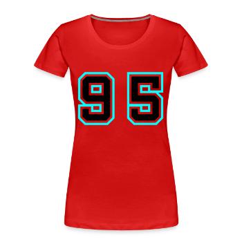 95 Symbole numérique - T-shirt bio Premium Femme - rouge - Devant - Mia (176cm)