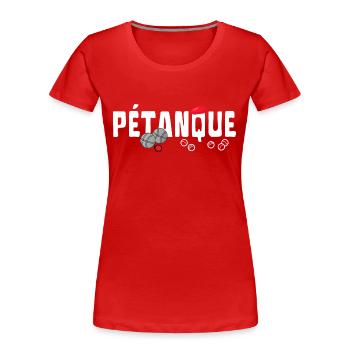 Pétanque im französischen Baskenmützenstil - Frauen Premium Bio T-Shirt - Rot - Vorne - Mia (176cm)