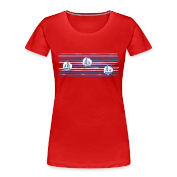 Bateaux Sur la Mer Traits Bleus - T-shirt bio Premium Femme - rouge - Devant - Mia (176cm)