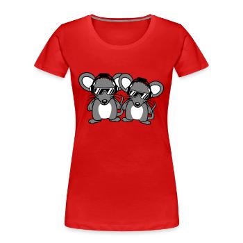 2 Mäuse Sonnenbrille Kopfhörer Party Musik hören - Frauen Premium Bio T-Shirt - Rot - Vorne - Mia (176cm)