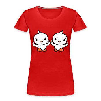 2 Vögel böse Mittelfinger zeigen Bad Boys rennen - Frauen Premium Bio T-Shirt - Rot - Vorne - Mia (176cm)